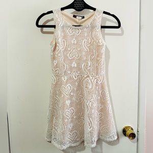 Pink Sparkle Girls White Dress